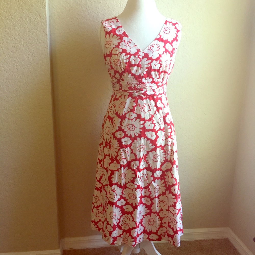 Boden Red Floral Print Dress